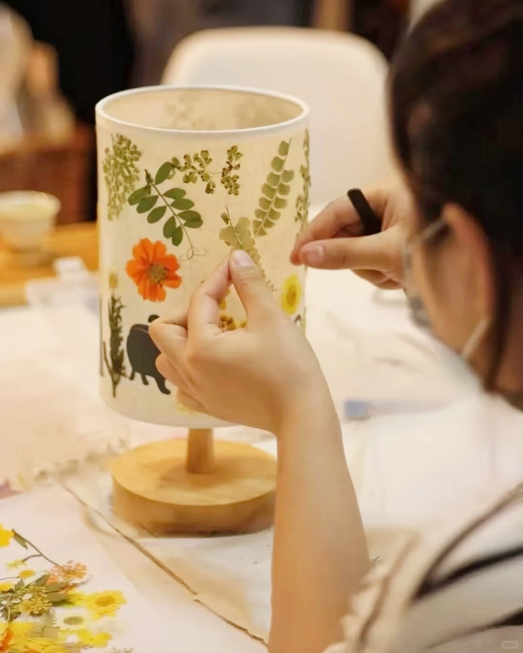 Embossed Flower Decoupage Table Lamp
