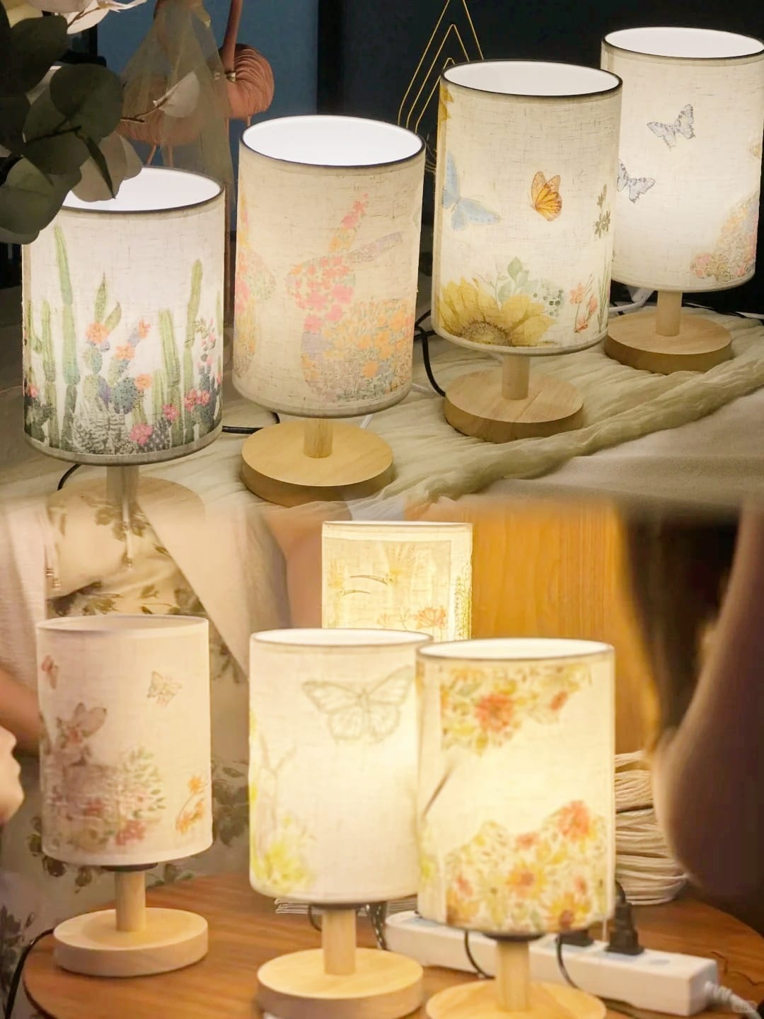 Embossed Flower Decoupage Table Lamp