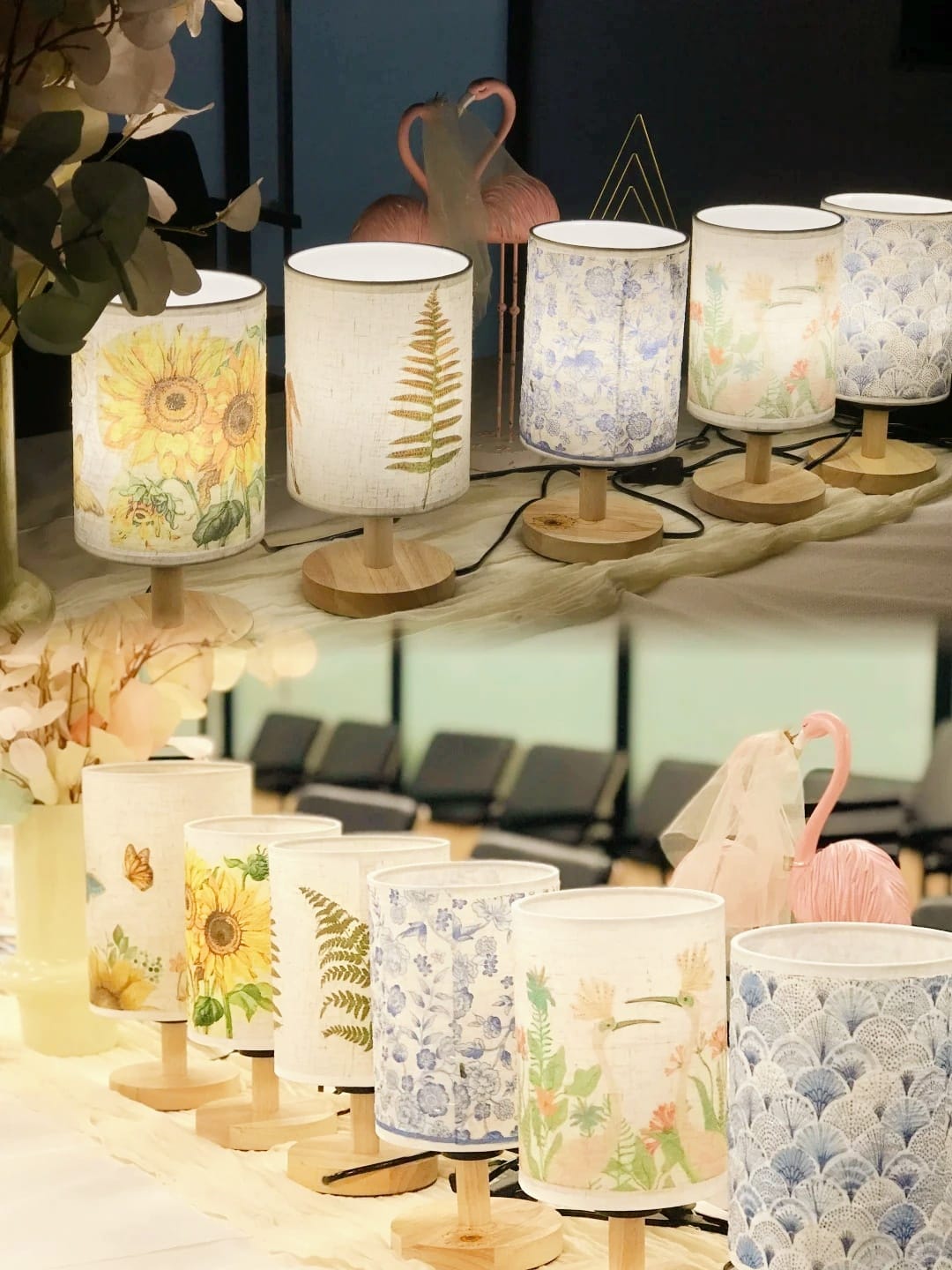 Embossed Flower Decoupage Table Lamp