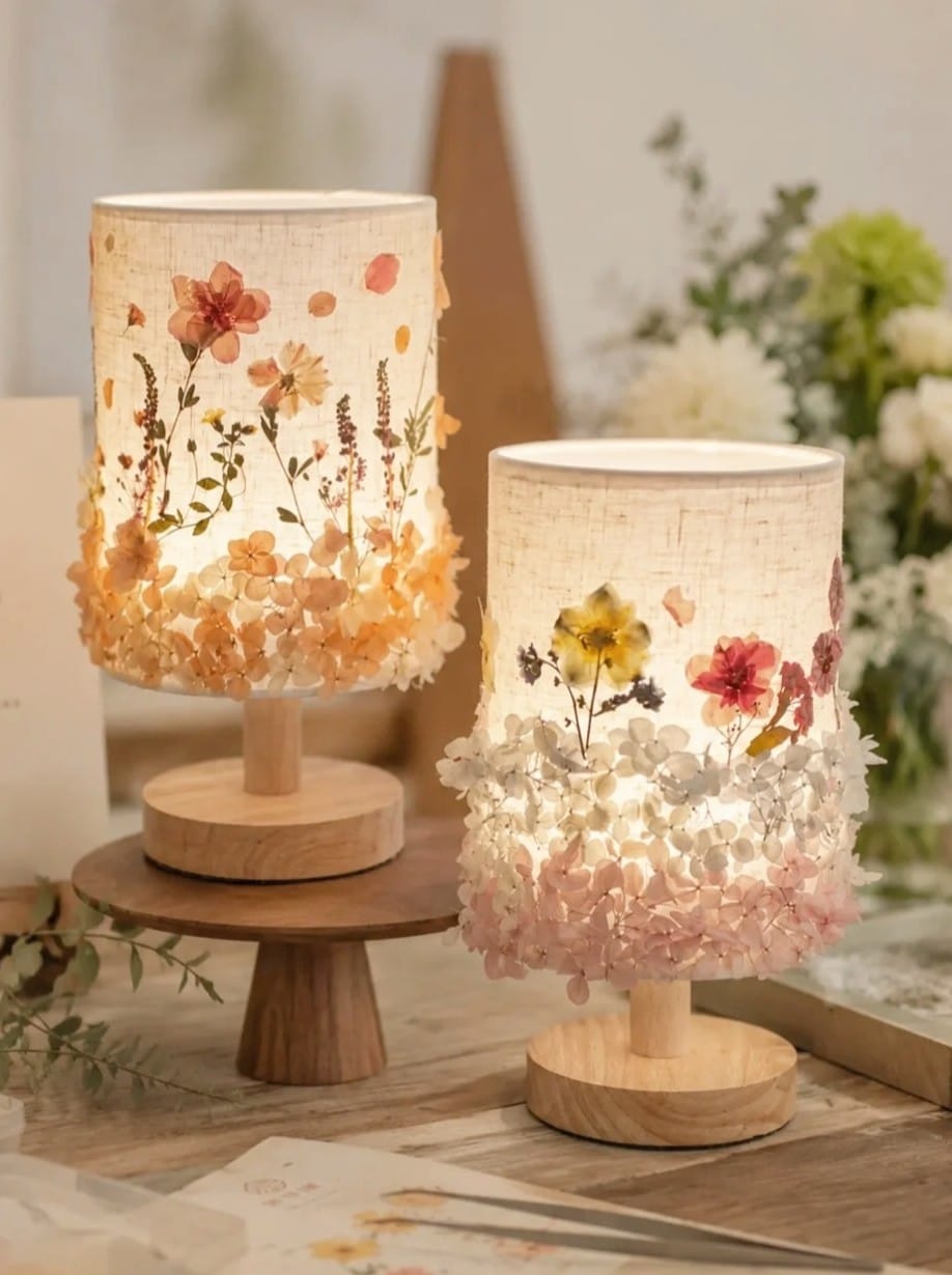Embossed Flower Decoupage Table Lamp