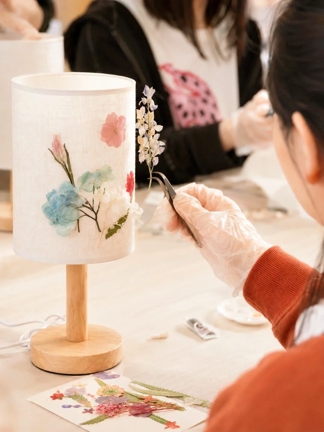 Embossed Flower Decoupage Table Lamp