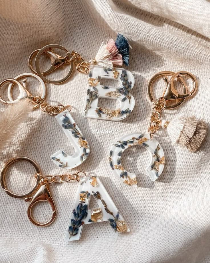 Resin Floral Letter Keychain